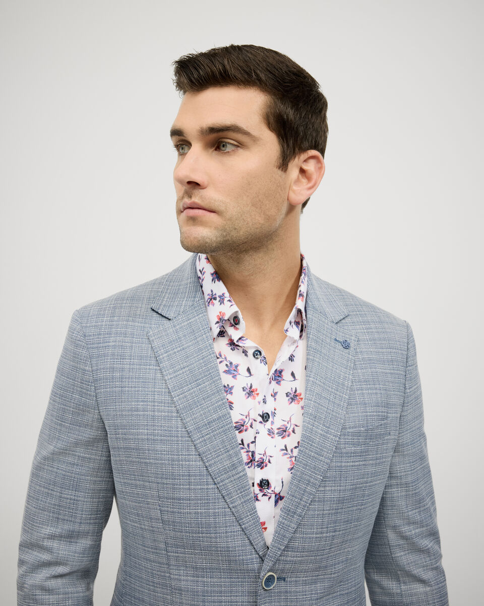 Single Breasted Textured Tailored Blazer, Navy, hi-res